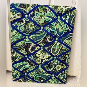 Vera Bradley Blue and Green Paisley Memo Board